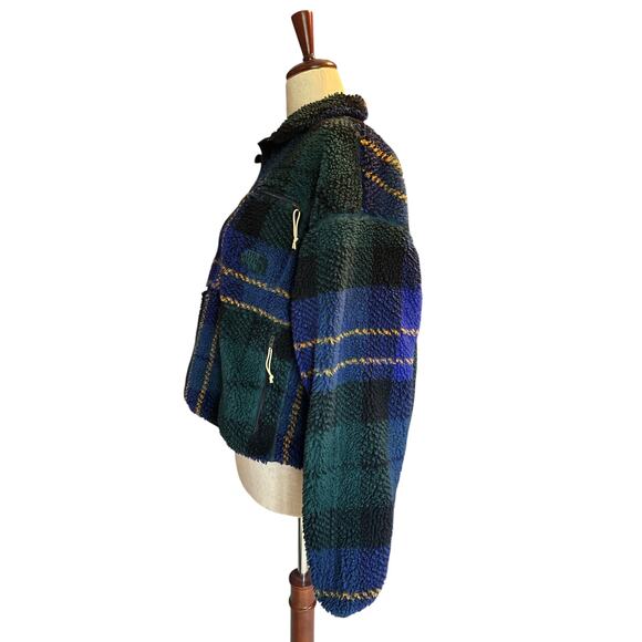The North Face Women’s Oversized Sherpa Fleece Pullover Plaid Jacket L - Picture 5 of 10